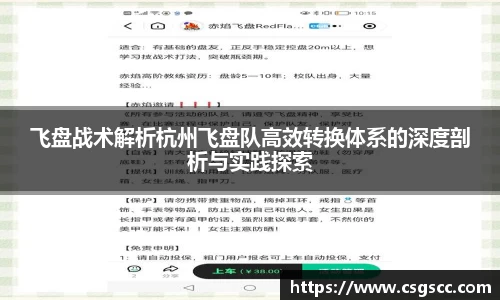 飞盘战术解析杭州飞盘队高效转换体系的深度剖析与实践探索