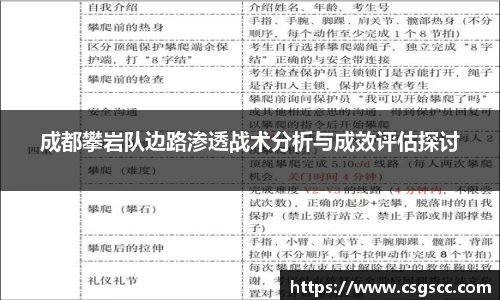 成都攀岩队边路渗透战术分析与成效评估探讨