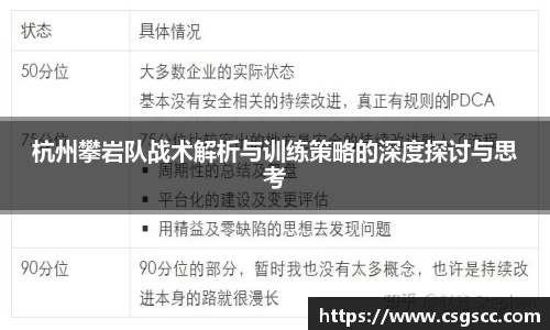 杭州攀岩队战术解析与训练策略的深度探讨与思考